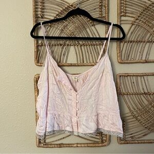 Tiny Anthro Pink Lace Peplum Cami Cottage Coquette Romantic Sz L  NWT READ‎ B41